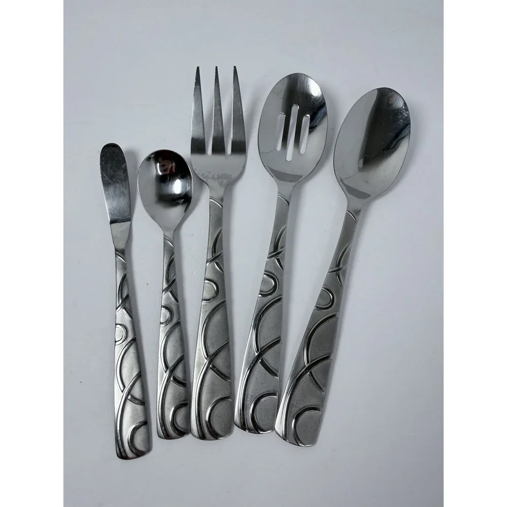 Cambridge‎ Conquest Stainless Steel Serving Hostess Set 5 Spoons Meat Fork Knife